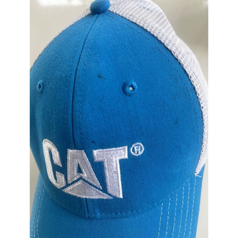 Caterpillar CAT Blue & White Sandwich Visor Trucker Hat Cap - Picture 5 of 7